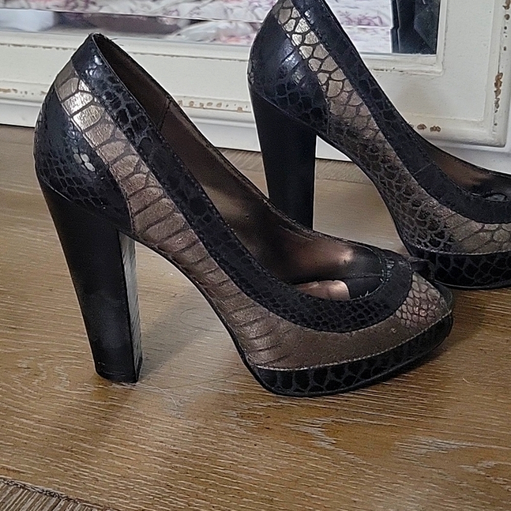 XOXO Snake Print color block heels